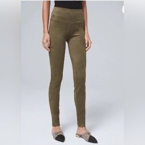 WHBM Runway suede Olive leggings skinny  High-Waisted Leggings 0